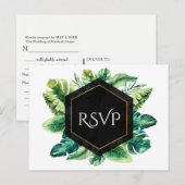 Invitation Carte Postale Feuilles de Forêt Tropicale Humide Élégant RSVP de (Devant / Derrière)