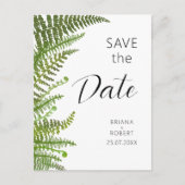 Invitation Carte Postale Feuilles de fougère verte florale à l'aquarelle (Devant)