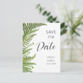 Invitation Carte Postale Feuilles de fougère verte florale à l'aquarelle (Debout devant)