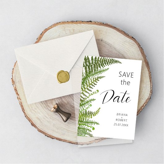 Invitation Carte Postale Feuilles de fougère verte florale à l'aquarelle