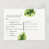 Invitation Carte Postale Feuilles Tropicales Vertes Élégant Mariage RSVP Bl (Dos)