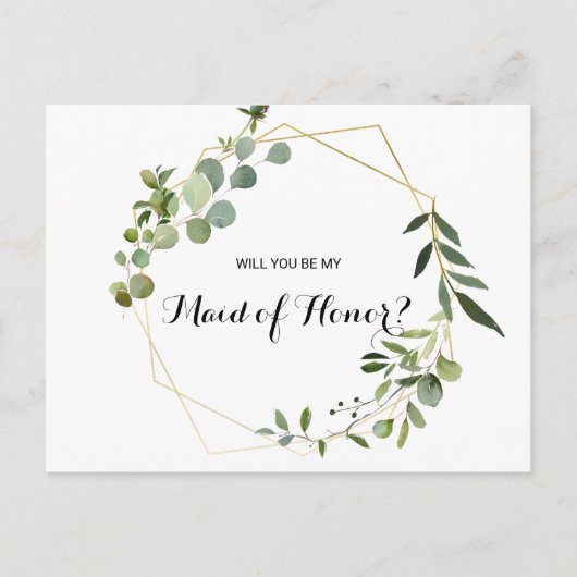 Invitation Carte Postale Feuilles verts tropicaux bonne d'honneur (Devant)