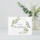 Invitation Carte Postale Feuilles verts tropicaux bonne d'honneur (Debout devant)