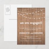 Invitation Carte Postale Feux d'invitation de la partie d'engagement bois e (Devant / Derrière)