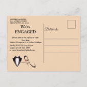 Invitation Carte Postale Fiançailles de design moderne Gold-Silver-Brass (Dos)