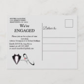 Invitation Carte Postale Fiançailles de design moderne Gold-Silver-Brass (Dos)