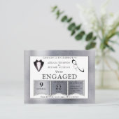 Invitation Carte Postale Fiançailles de design moderne Gold-Silver-Brass (Debout devant)