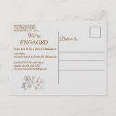 Invitation Carte Postale Fiançailles de soie d'or et perles d'ivoire (Dos)