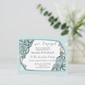 Invitation Carte Postale Fiançailles de succulents bleu à vert de pinte (Debout devant)