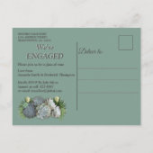 Invitation Carte Postale Fiançailles de teintes succulentes de blues pâles (Dos)