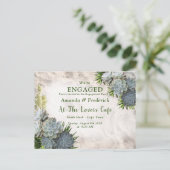 Invitation Carte Postale Fiançailles de teintes succulentes de blues pâles (Debout devant)