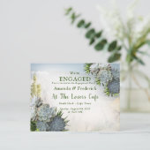 Invitation Carte Postale Fiançailles de teintes succulentes de blues pâles (Debout devant)