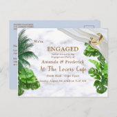 Invitation Carte Postale Fiançailles tropical romantique (Devant / Derrière)