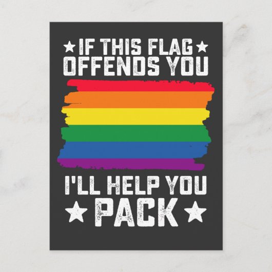 Invitation Carte Postale Fierté LGBT Si ce drapeau vous offense Je vous aid (Devant)
