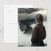 Invitation Carte Postale Fille avec des nuages (Devant / Derrière)