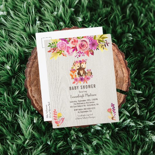 Invitation Carte Postale Fille Baby shower d'automne