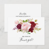 Invitation Carte Postale Fille de fleurs tropicale et romantique rouge (Devant / Derrière)