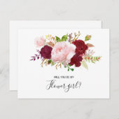 Invitation Carte Postale Fille des fleurs tropicale rouge et romantique (Devant / Derrière)