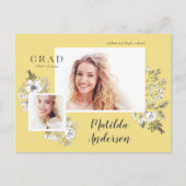 Invitation Carte Postale Fille multiphoto florale élégante fête de graduati (Devant)