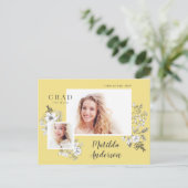 Invitation Carte Postale Fille multiphoto florale élégante fête de graduati (Debout devant)