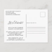 Invitation Carte Postale Fille noire et blanche Parties scintillant douce 1 (Dos)