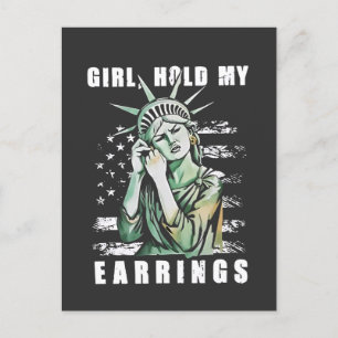 Invitation Carte Postale Fille, Tenez Mes Boucles D'Oreilles Statut Liberté