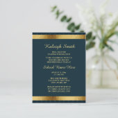 Invitation Carte Postale Filles Elegant Marine Blue Gold College Trunk Part (Debout devant)
