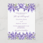 Invitation Carte Postale Fils violet lavande QR RSVP détails mariage (Devant)