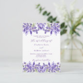 Invitation Carte Postale Fils violet lavande QR RSVP détails mariage (Debout devant)