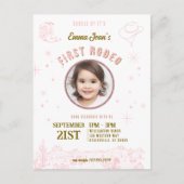 Invitation Carte Postale First Rodeo Pink Cowgirl First Birthday (Devant)