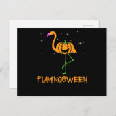 Invitation Carte Postale Flamant rose |Citrouille Halloween Flamingoween Oi (Devant / Derrière)