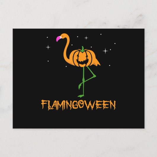 Invitation Carte Postale Flamant rose |Citrouille Halloween Flamingoween Oi (Devant)