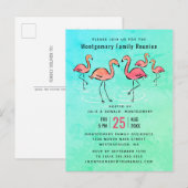 Invitation Carte Postale - Flamant rose d'aquarelle tropicale Reunion famil (Devant / Derrière)