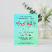 Invitation Carte Postale - Flamant rose d'aquarelle tropicale Reunion famil (Debout devant)