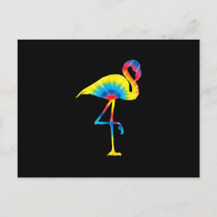 Invitation Carte Postale Flamant Tie Dye Impression Arc-en-Ciel Oiseau Anim