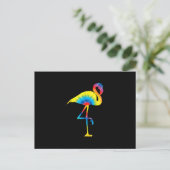Invitation Carte Postale Flamant Tie-Dye Impression Arc-en-Ciel Oiseau Anim (Debout devant)