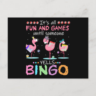 Invitation Carte Postale Flamingo Flaming Bingo Funny