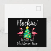 Invitation Carte Postale Flamingo | Flockin Around Christmas Tree Flamingo (Devant / Derrière)