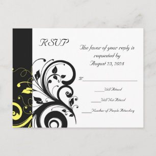Invitation Carte Postale Flèche inverse noire et jaune