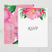 Invitation Carte Postale Fleur aquarelle rose chic floral mariage RSVP (Devant / Derrière)