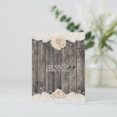 Invitation Carte Postale Fleur Blanche Romantique & Perles Bois Rustique RS (Debout devant)