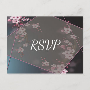 Invitation Carte Postale Fleur de cerisier géométrique RSVP