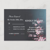 Invitation Carte Postale Fleur de cerisier géométrique RSVP (Dos)