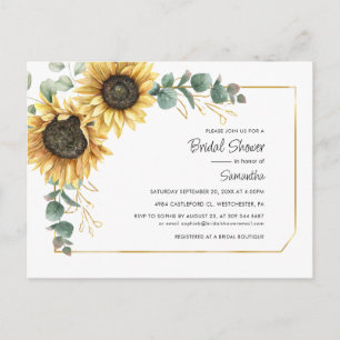 Invitation Carte Postale Fleur de soleil fleurie Fête des mariées géométriq