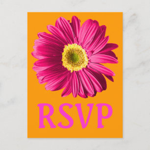 Invitation Carte Postale Fleur Fuchsia Daisy RSVP Ou Personnalisé