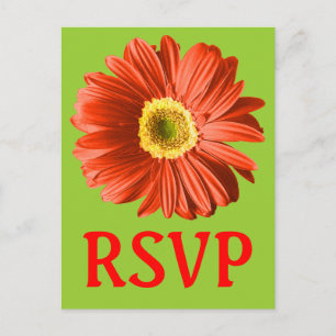 Invitation Carte Postale Fleur marguerite Rouge RSVP Ou Personnalisé