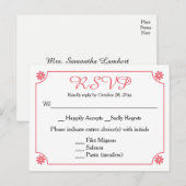 Invitation Carte Postale Fleur rose RSVP Florale Soirée de mariage rétro (Devant / Derrière)