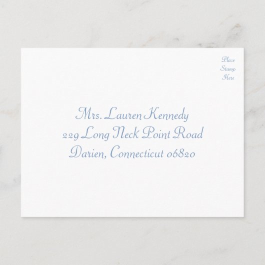 Invitation Carte Postale Fleur RSVP Jaune Tournesol & Mariage Bleu (Dos)