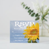 Invitation Carte Postale Fleur RSVP Jaune Tournesol & Mariage Bleu (Debout devant)