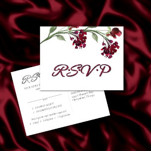Invitation Carte Postale Fleur sauvage Crimson Red Bohemian Entree RSVP